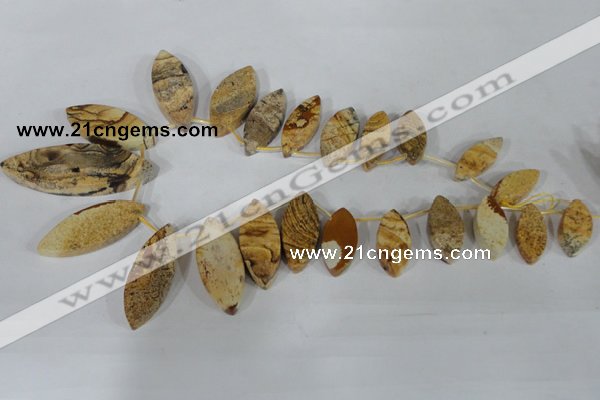 CTD40 Top drilled 10*23mm – 15*40mm marquise picture jasper beads