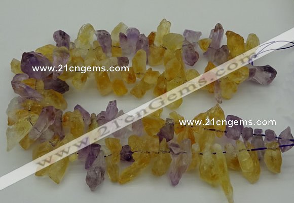 CTD419 Top drilled 10*20mm - 15*35mm nuggets amethyst & citrine beads