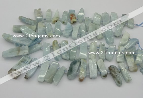 CTD444 Top drilled 8*20mm - 10*40mm sticks aquamarine beads