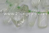 CTD454 15.5 inches 8*20mm - 15*38mm freeform green phantom quartz beads