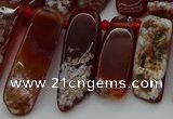 CTD461 15.5 inches 10*20mm - 12*35mm sticks red agate beads