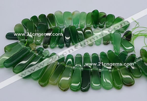 CTD469 15.5 inches 12*25mm - 15*45mm freeform green agate beads