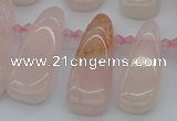 CTD476 Top drilled 12*25mm - 15*45mm freeform rose quartz beads