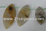 CTD48 Top drilled 15*30mm – 16*45mm marquise bamboo leaf agate beads