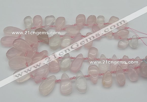 CTD480 Top drilled 10*22mm - 15*45mm freeform rose quartz beads