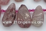 CTD484 Top drilled 10*22mm - 15*45mm freeform strawberry quartz beads