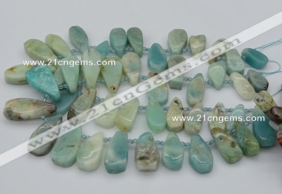 CTD489 Top drilled 10*22mm - 15*45mm freeform amazonite beads