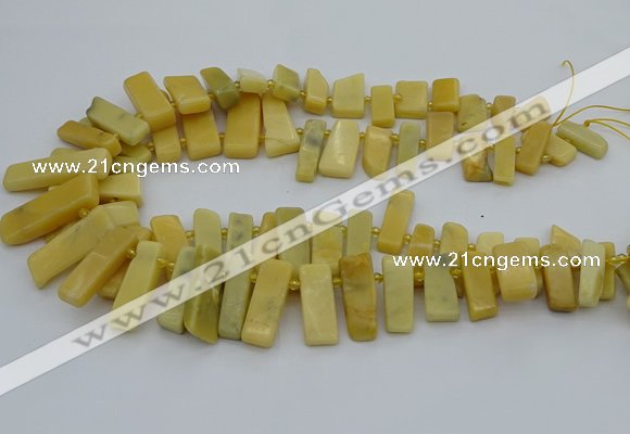 CTD498 Top drilled 10*25mm - 10*45mm sticks yellow jade beads