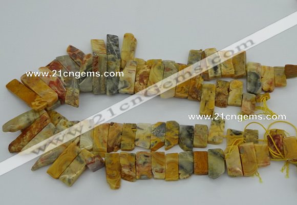 CTD499 Top drilled 10*25mm - 10*45mm sticks yellow crazy lace agate beads