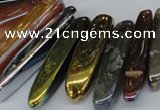 CTD526 Top drilled 10*25mm - 10*60mm wand plated agate beads