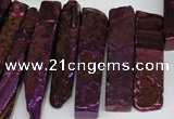 CTD535 Top drilled 10*30mm - 10*65mm wand plated agate beads