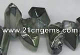 CTD542 Top drilled 10*15mm - 12*30mm nuggets plated quartz beads