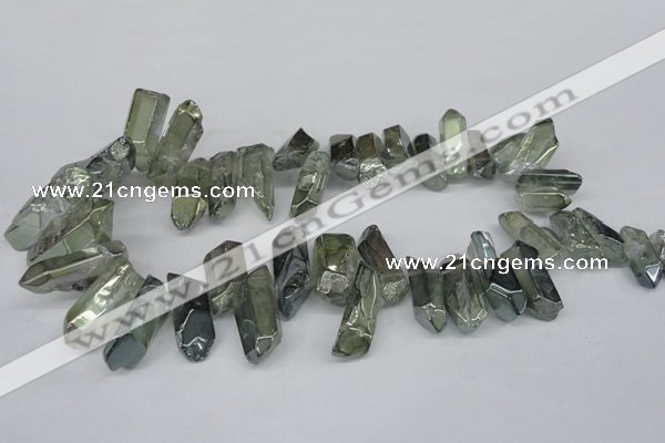 CTD543 Top drilled 10*20mm - 12*35mm nuggets plated quartz beads