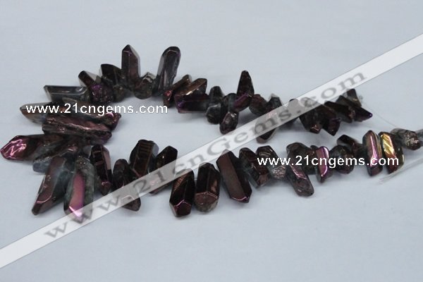 CTD545 Top drilled 10*20mm - 12*30mm nuggets plated quartz beads