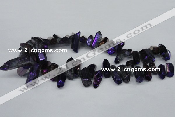 CTD546 Top drilled 10*20mm - 12*35mm nuggets plated quartz beads