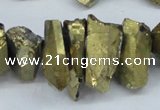 CTD549 Top drilled 12*20mm - 12*25mm nuggets plated quartz beads