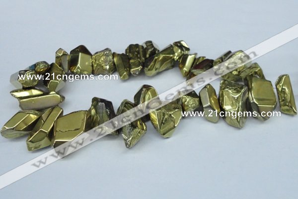 CTD550 Top drilled 10*25mm – 15*35mm nuggets plated quartz beads