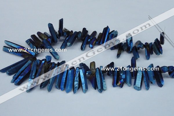 CTD553 Top drilled 8*25mm - 8*40mm wand plated quartz beads