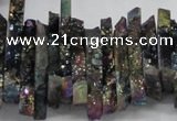 CTD559 Top drilled 6*15mm - 10*40mm wand plated agate beads