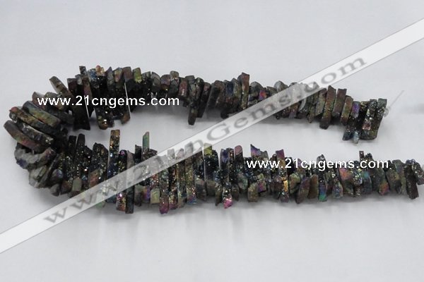 CTD559 Top drilled 6*15mm - 10*40mm wand plated agate beads