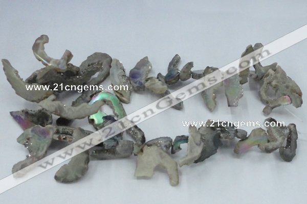 CTD563 Top drilled 10*20mm - 10*40mm freeform plated agate beads