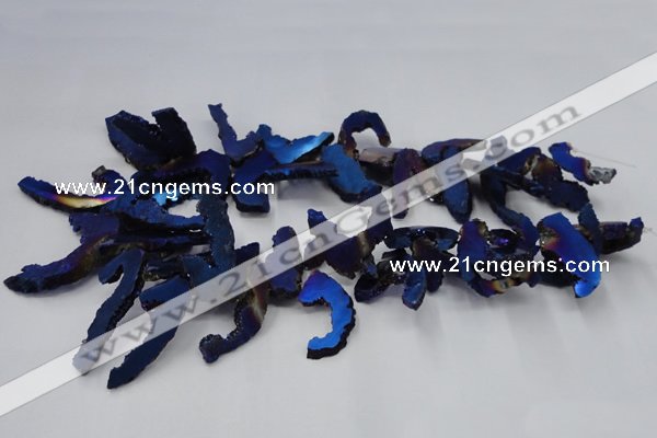 CTD566 Top drilled 10*20mm - 10*40mm freeform plated agate beads