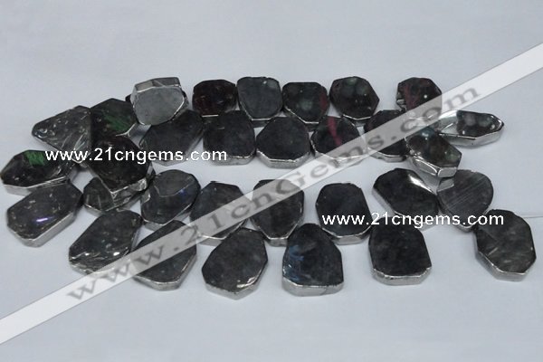 CTD571 Top drilled 20*30mm - 30*45mm freeform plated agate beads