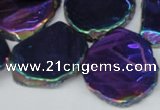 CTD575 Top drilled 20*30mm - 30*45mm freeform plated agate beads