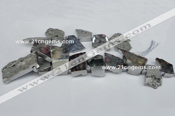 CTD577 Top drilled 20*30mm - 30*50mm freeform plated agate beads