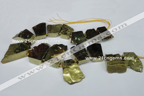 CTD578 Top drilled 20*30mm - 30*50mm freeform plated agate beads