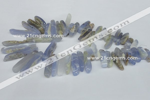 CTD581 Top drilled 8*25mm - 8*55mm wand blue lace agate beads