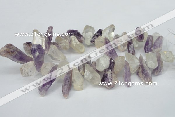 CTD621 12*22mm - 15*40mm nuggets amethyst & white crystal beads