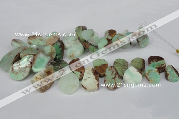 CTD637 Top drilled 15*25mm - 25*40mm freeform australia chrysoprase beads