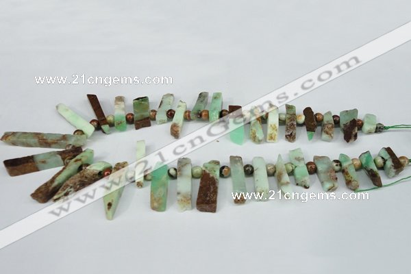 CTD639 Top drilled 8*20mm - 8*45mm wand australia chrysoprase beads