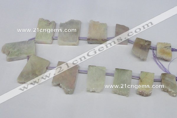 CTD651 Top drilled 15*25mm - 25*40mm freeform plated quartz beads