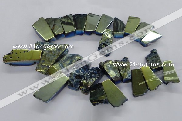 CTD746 Top drilled 15*25mm - 20*65mm freeform plated agate beads