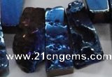 CTD747 Top drilled 15*25mm - 20*65mm freeform plated agate beads