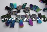CTD748 Top drilled 18*25mm - 25*60mm freeform plated agate beads