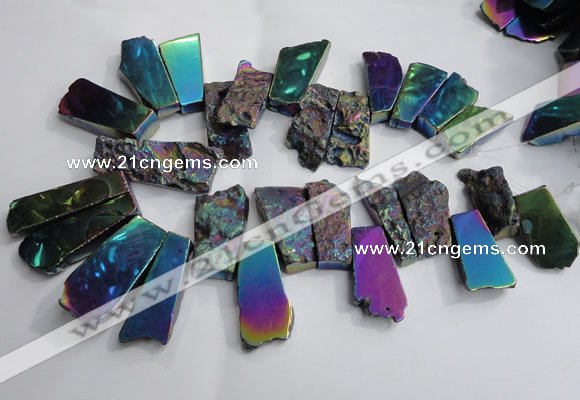 CTD748 Top drilled 18*25mm - 25*60mm freeform plated agate beads