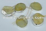 CTD768 30*35mm - 35*45mm freeform agate beads with brass setting