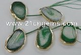 CTD774 30*45mm - 35*50mm freeform agate beads with brass setting