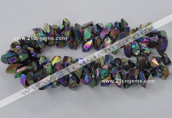 CTD777 Top drilled 10*16mm - 12*20mm nuggets plated quartz beads