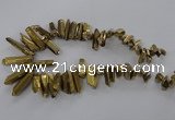 CTD785 Top drilled 8*18mm - 8*35mm nuggets plated quartz beads