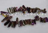 CTD786 Top drilled 8*18mm - 8*35mm nuggets plated quartz beads