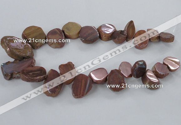 CTD788 Top drilled 15*20mm - 25*35mm freeform plated agate beads