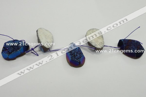 CTD812 Top drilled 20*30mm - 25*35mm freeform plated agate beads