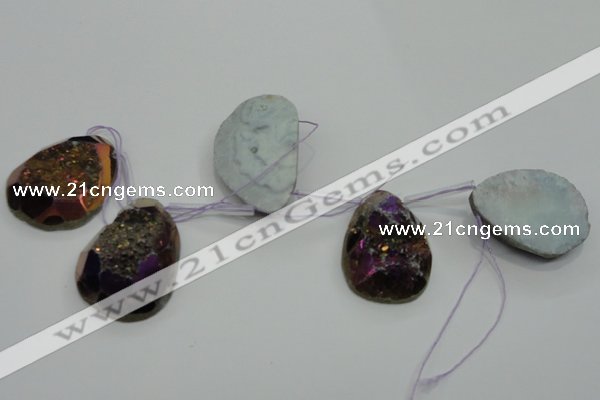 CTD814 Top drilled 25*35mm - 35*45mm freeform plated agate beads