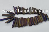 CTD834 15.5 inches 6*30mm - 8*65mm sticks plated agate beads