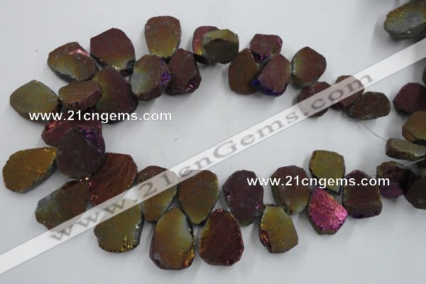 CTD903 Top drilled 15*20mm - 20*30mm freeform plated quartz beads