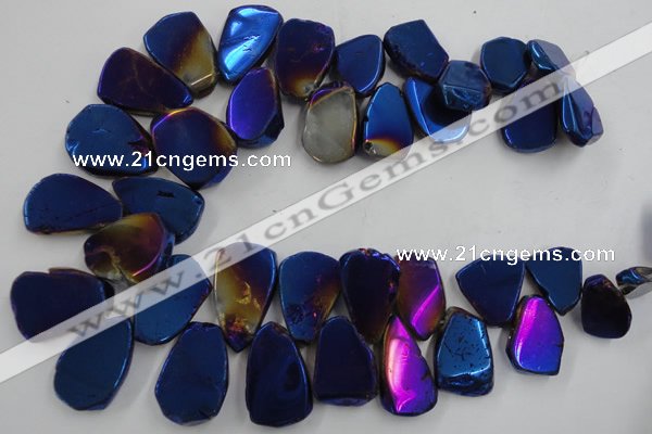 CTD907 Top drilled 15*20mm - 20*30mm freeform plated quartz beads